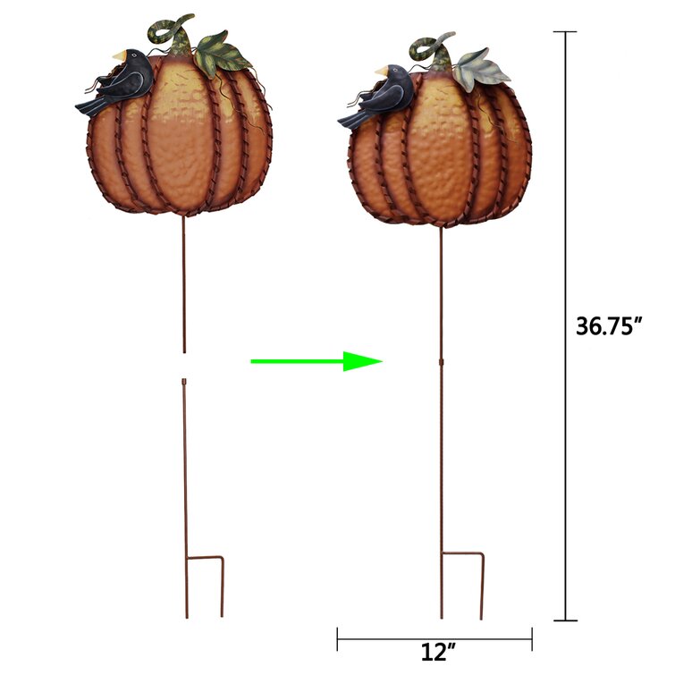 The Holiday Aisle® Pumpkin Garden Stake Metal Welcome Sign Fall